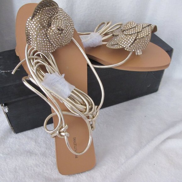 New - PrettyLittleThing Flower Lace Up Sandals - Picture 2 of 9